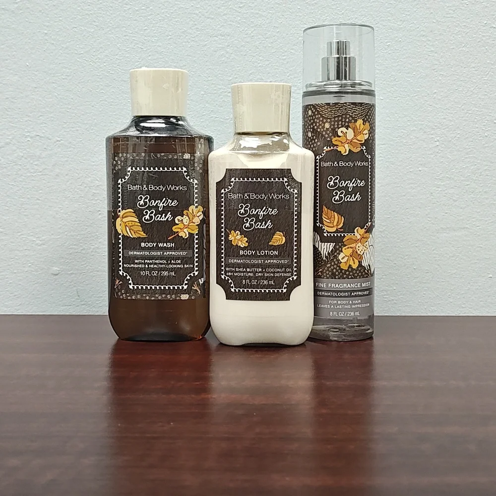 Bath & Body Works BONFIRE BASH 3 Piece Body Care Bundle Set